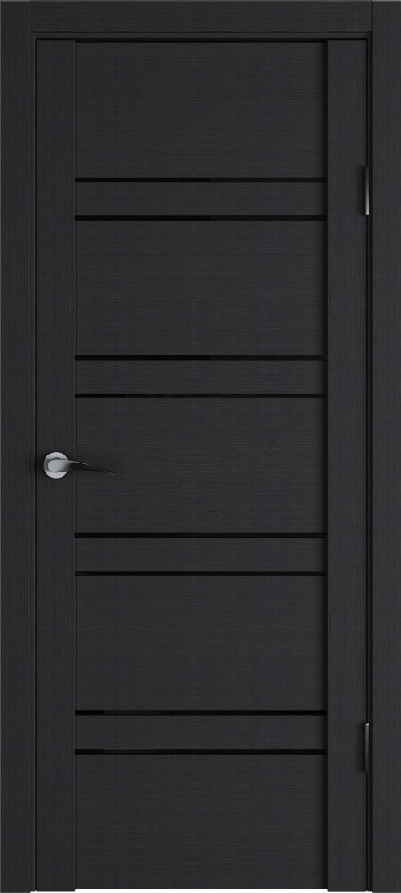 Дверь межкомнатная UniLine 30026 Остекленная стекло черная лакобель цвет Велюр Шоко
