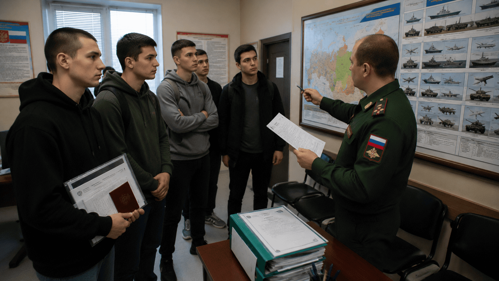 Распределение призывников на сборном пункте