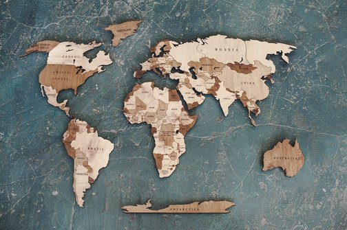 Карта мира из дерева, деревянная карта мира