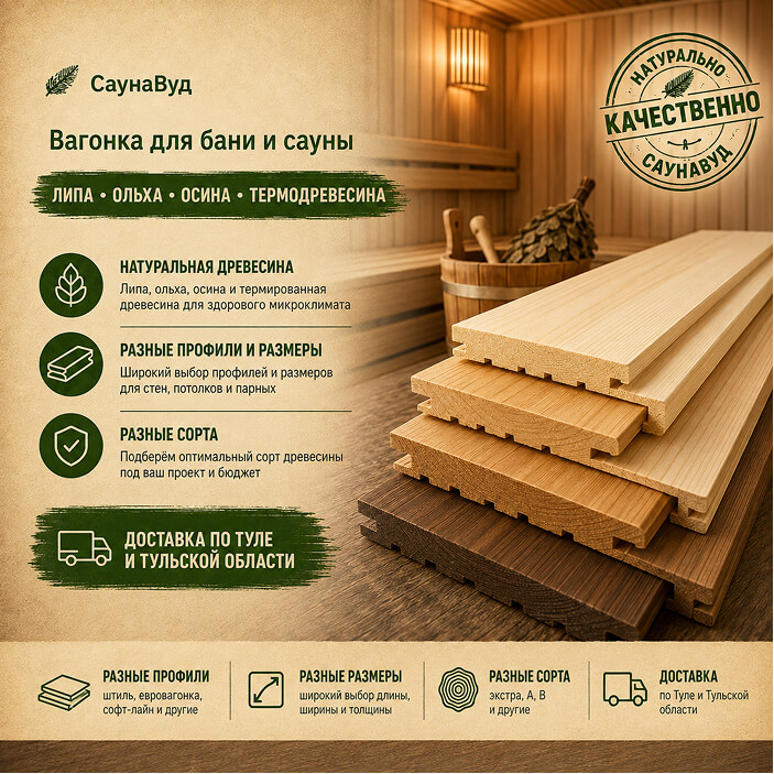Вагонка для бани и сауны