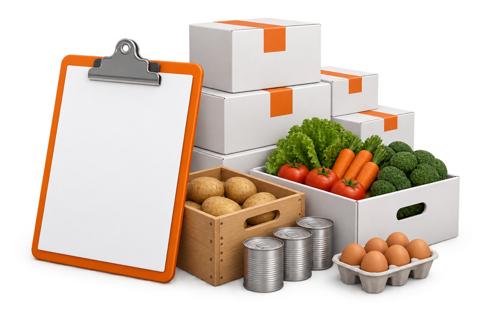 Бланк учёта рядом с коробками продуктов — иллюстрация
