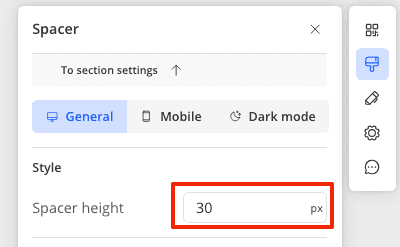 Change the height of spacer is block settings