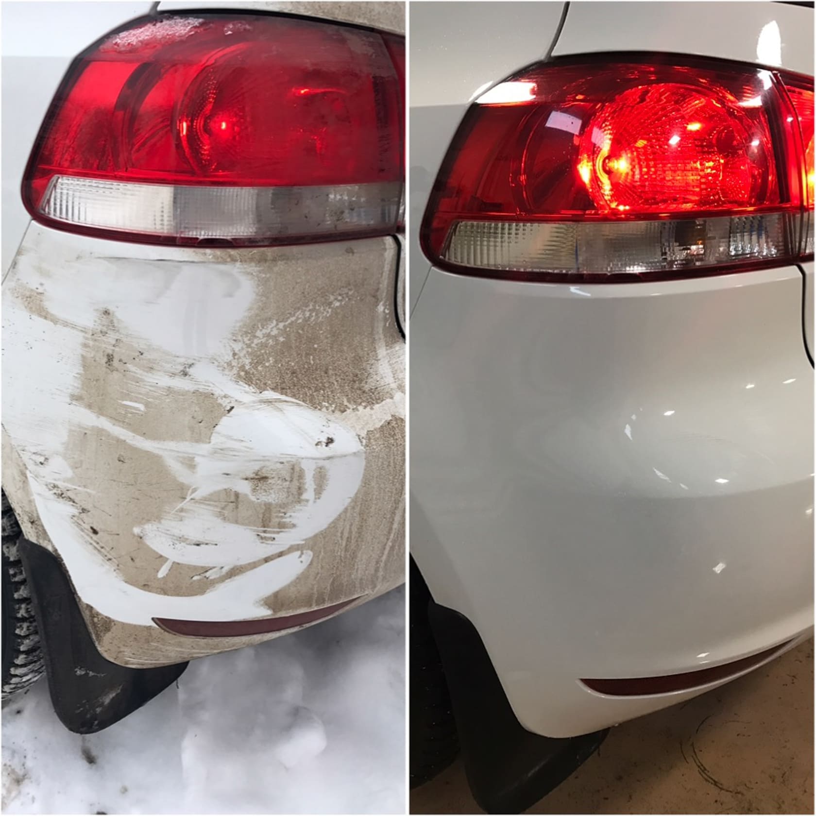 Полировка белого автомобиля до и после фото