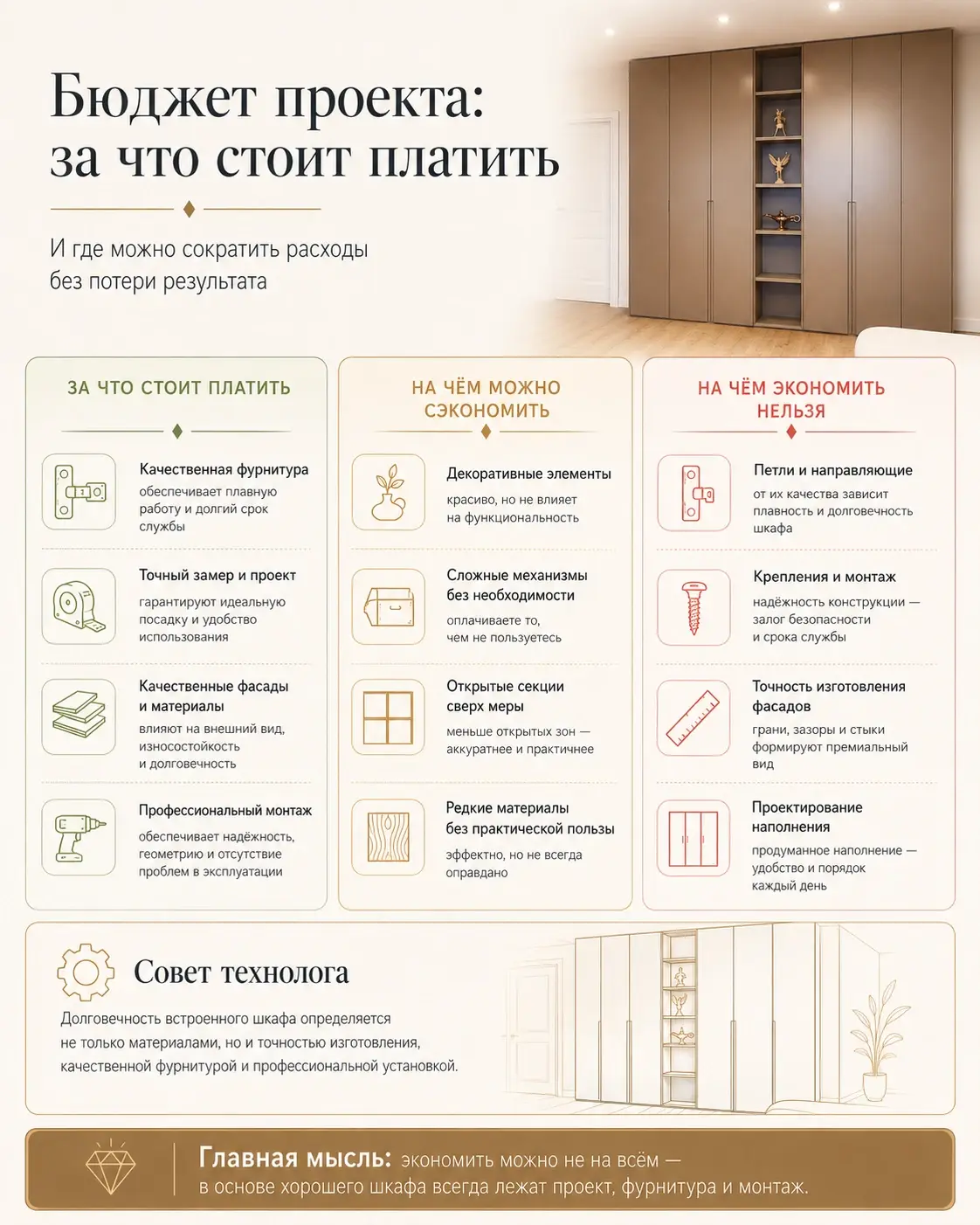 Бюджет проекта встроенного шкафа