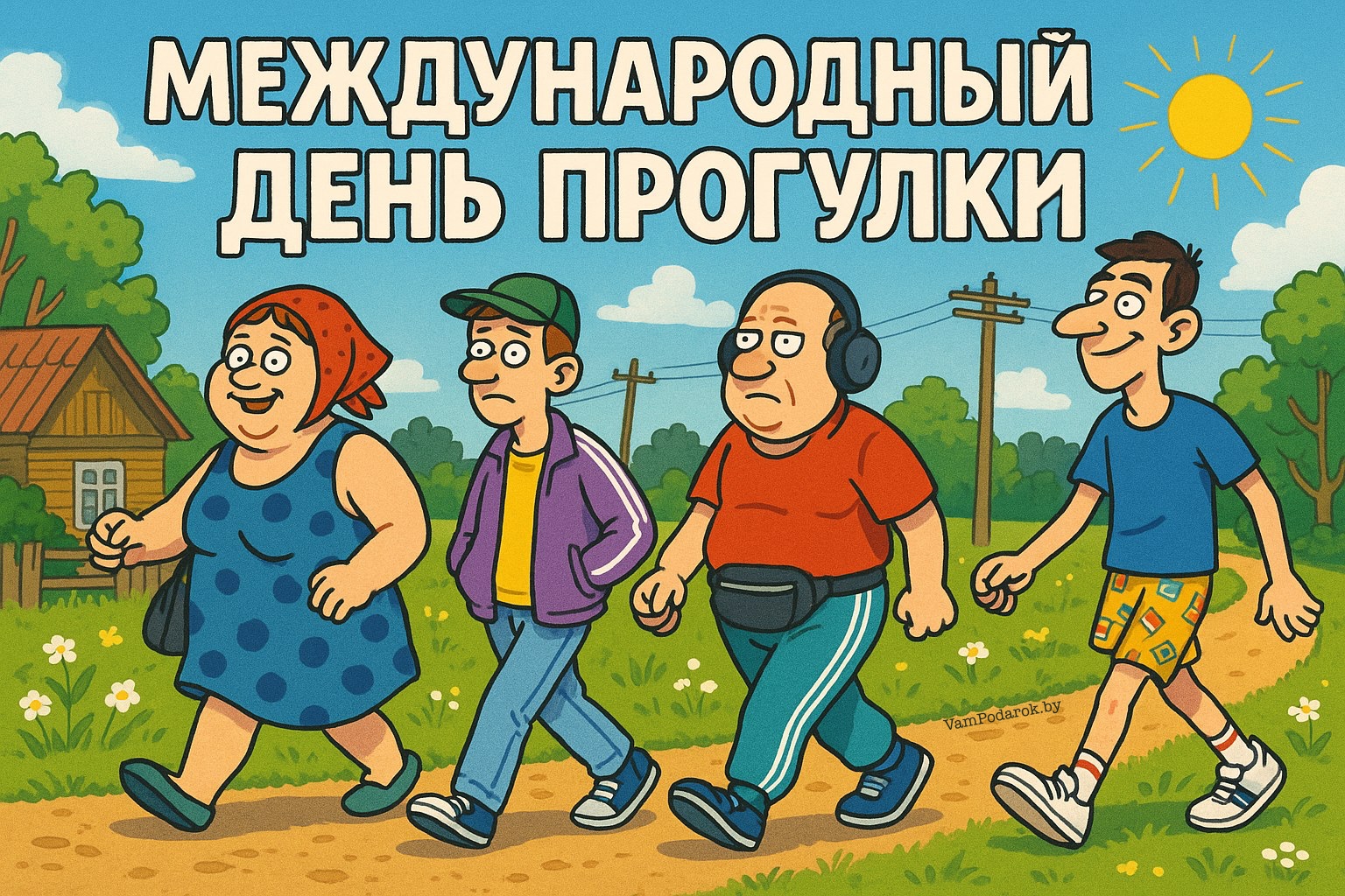 Международный день прогулки – иллюстрированная открытка