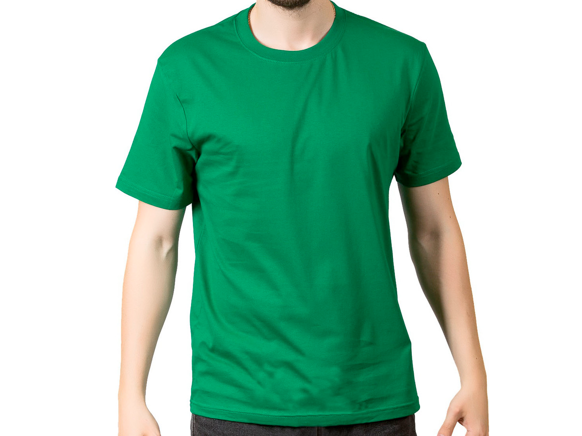 Печать на зеленой мужской футболке