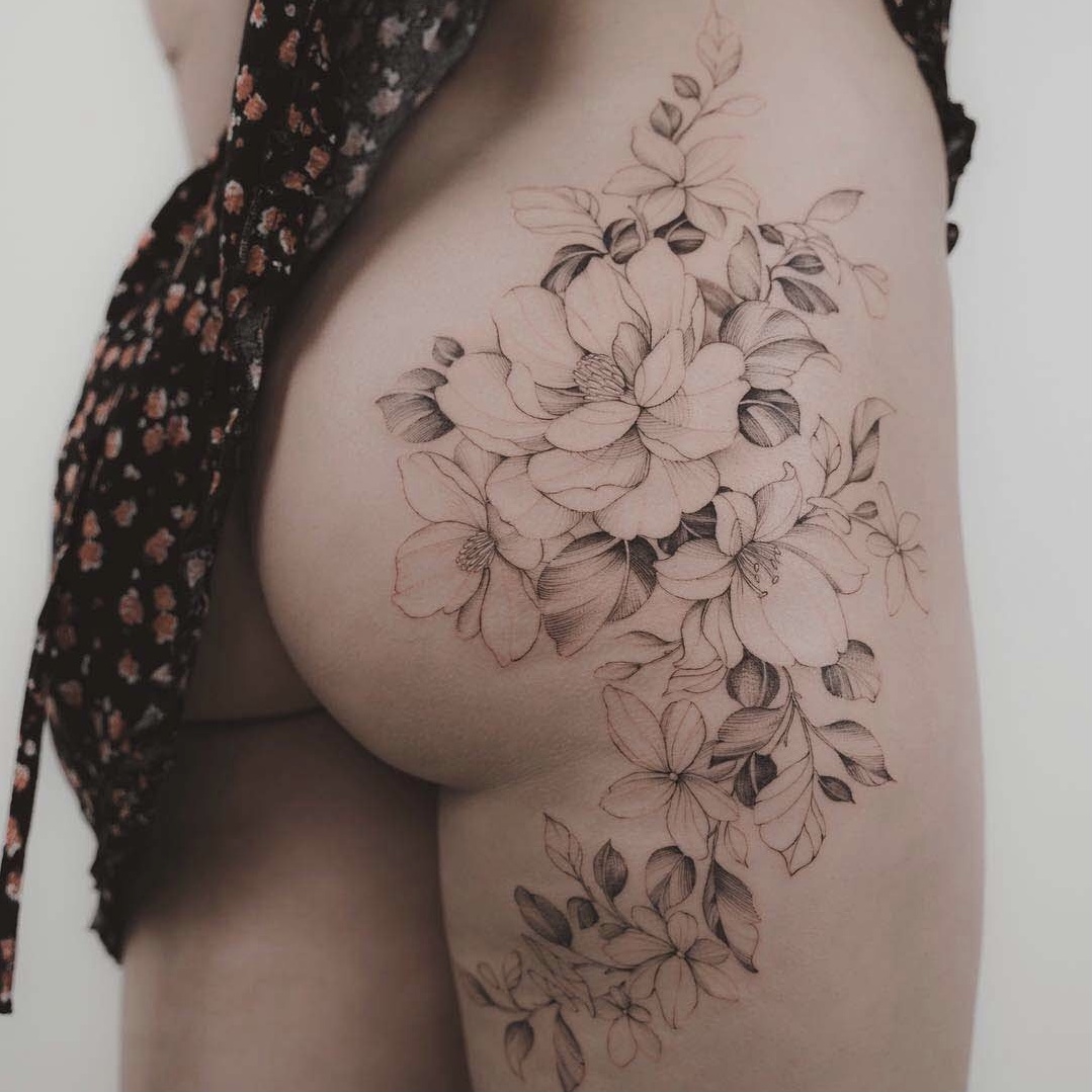 Идеи татуировок на попе (ягодицах) и значение (70+ фото)