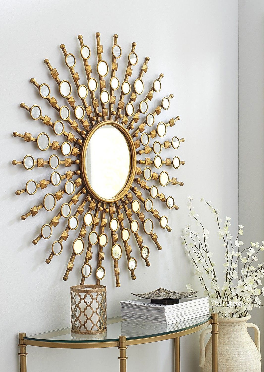 Зеркало-солнце настенное золотое 