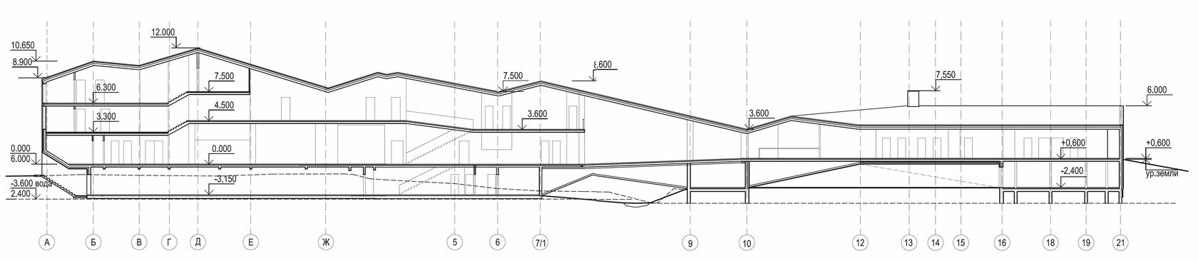 Частный жилой дом в Солнечном. Разрез