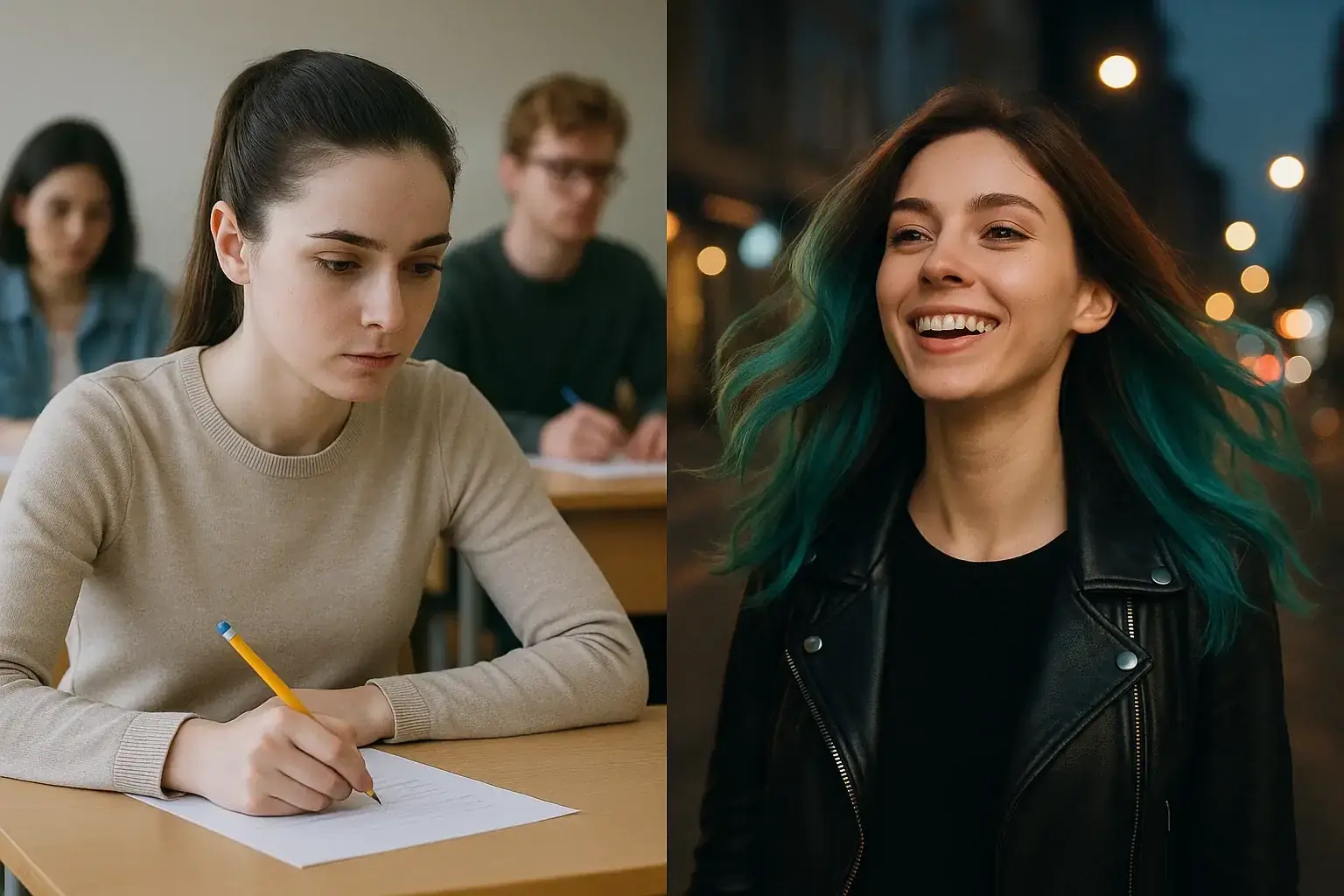 Скрытое окрашивание: сдержанный образ днём и яркий акцент вечером