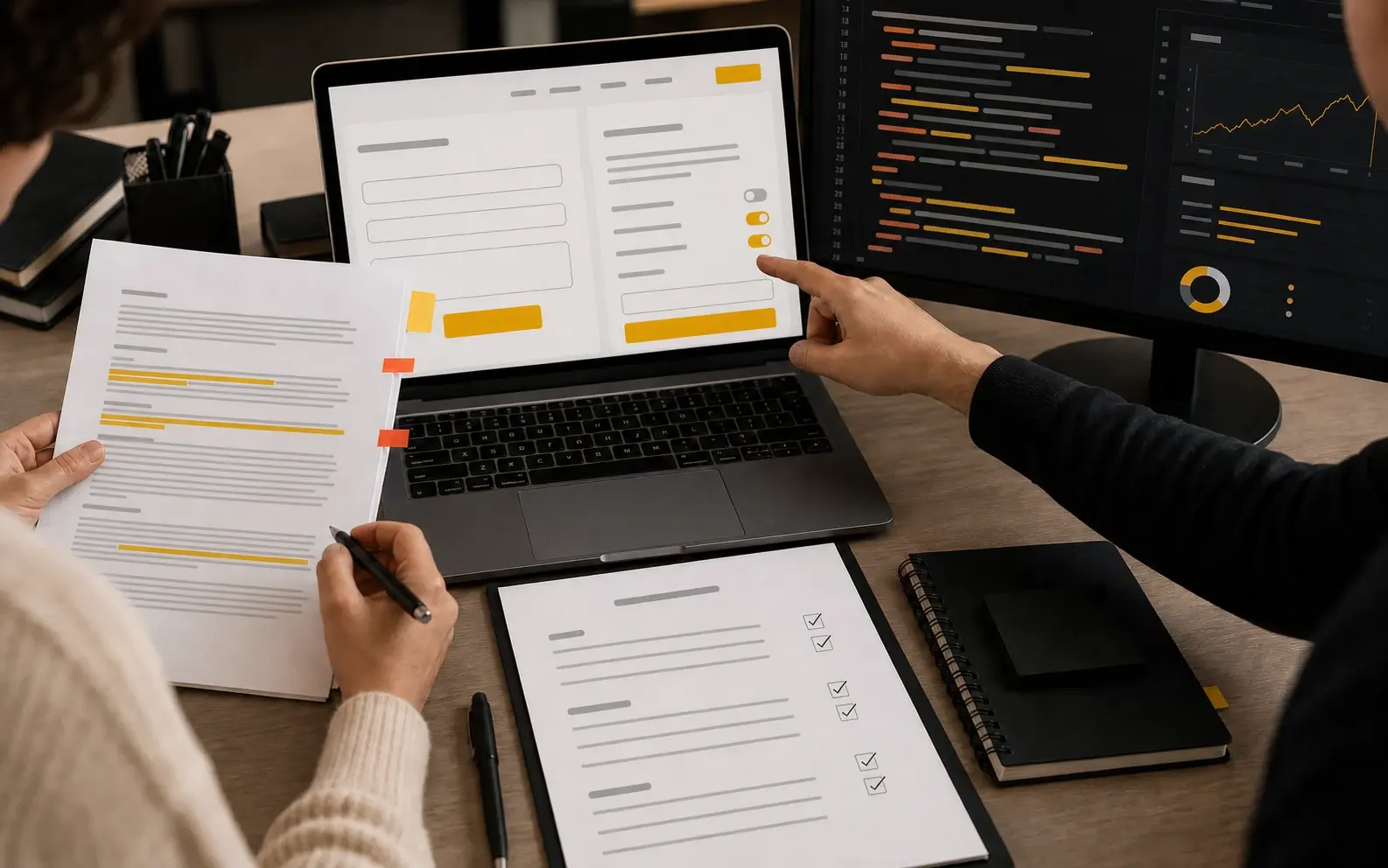 Иллюстрация совместной проверки документов и интерфейса сайта