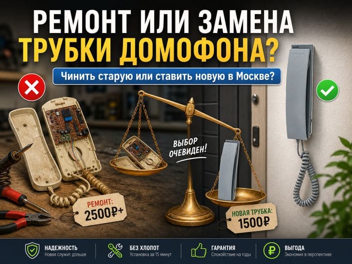 Профессиональный ремонт и замена трубки домофона в Москве: чинить старую или ставить новую