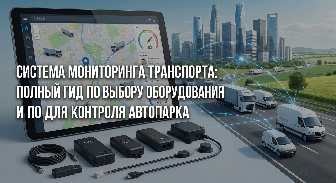 Установленный GPS/ГЛОНАСС трекер и датчик уровня топлива на грузовом автомобиле