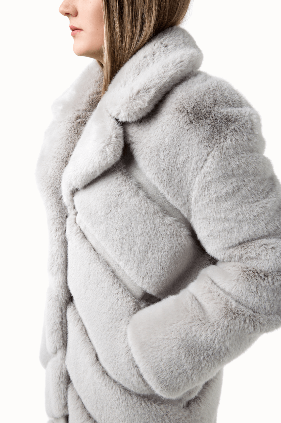 Шуба в полоску с английским воротником из искусственного меха на заказ ...