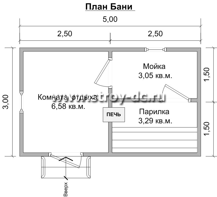 Схема бани 3 на 5 из бруса