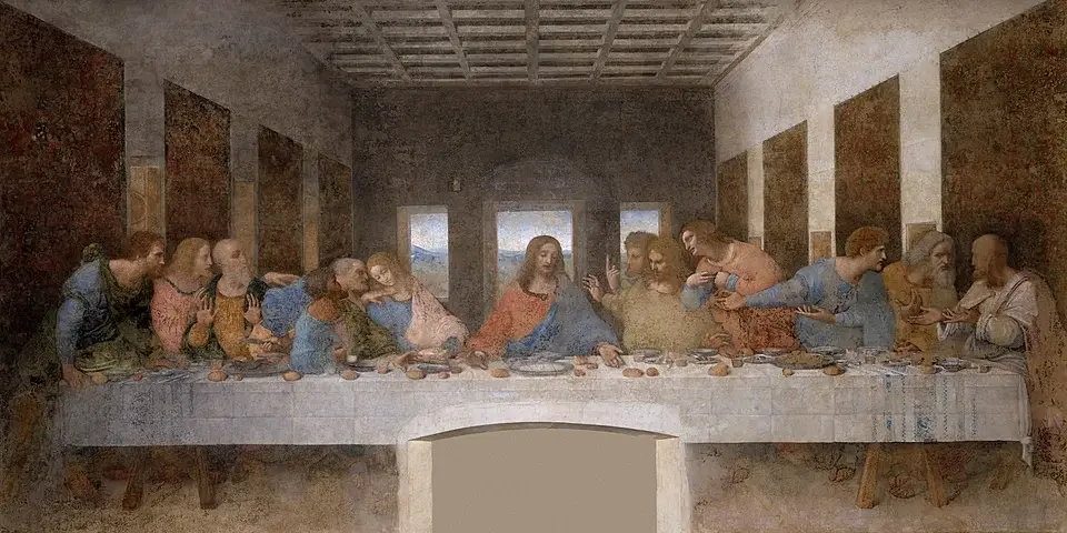 Леонардо да Винчи «Тайная вечеря». 1495—1498 Ultima cena 460 × 880 см Санта-Мария-делле-Грацие, Милан