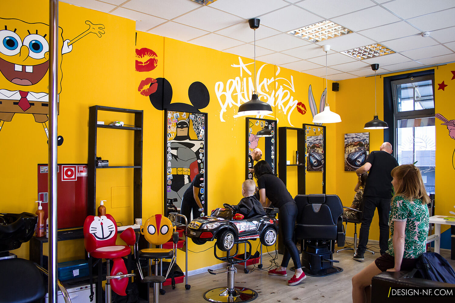 Роспись стен в барбершопе для детей