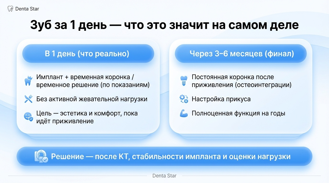 «Зуб за 1 день» — что именно можно сделать за один визит