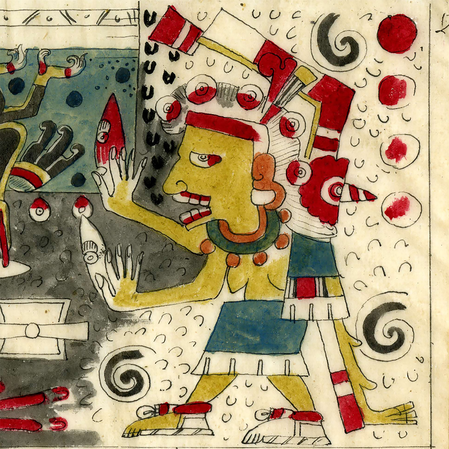Миктлансиуатль. Фрагмент кодекса Борджиа. Факсимиле из коллекции British Museum.