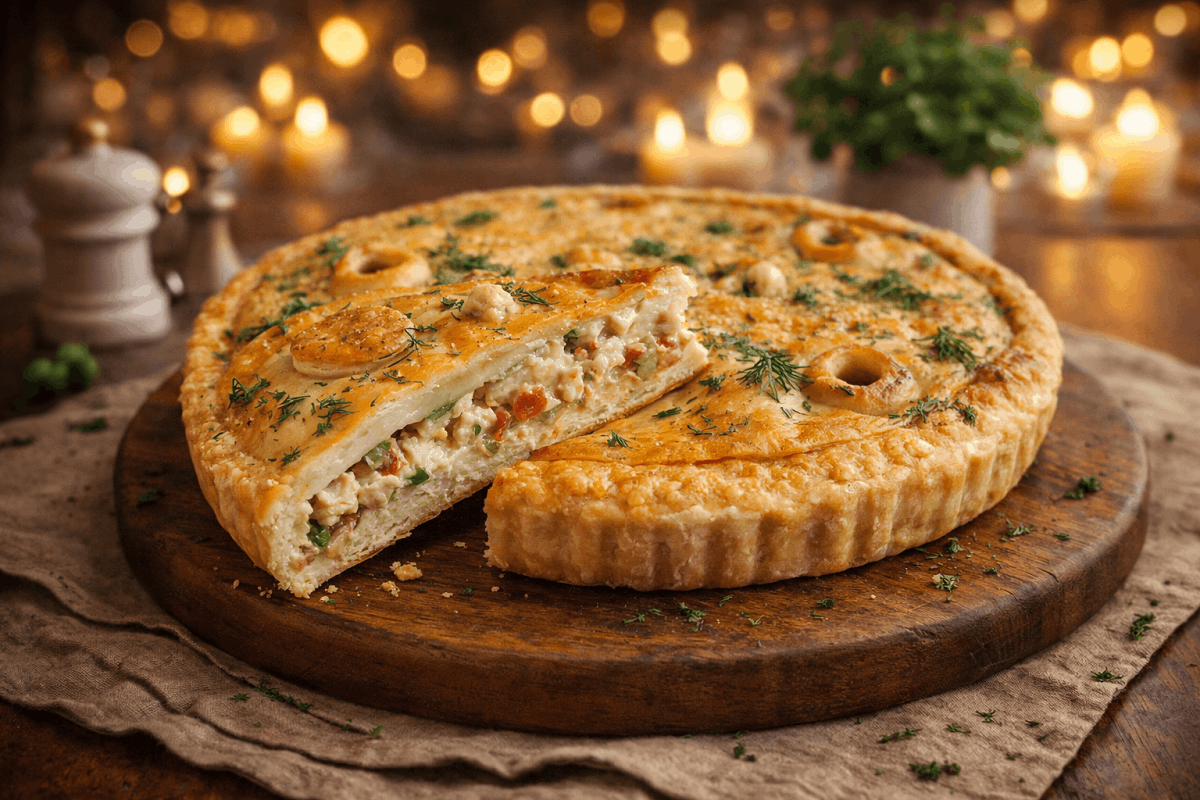 Пирог с морепродуктами