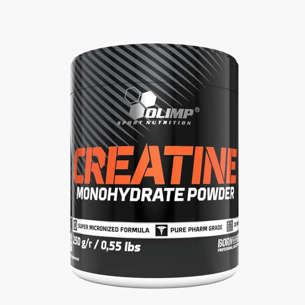 Упаковка Olimp Creatine — креатин для повышения физической выносливости и улучшения спортивных результатов.