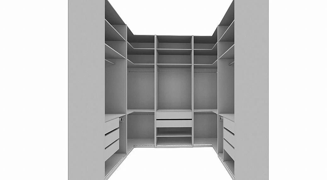 Гардеробная «Макси»: фронтальный 3D-ракурс