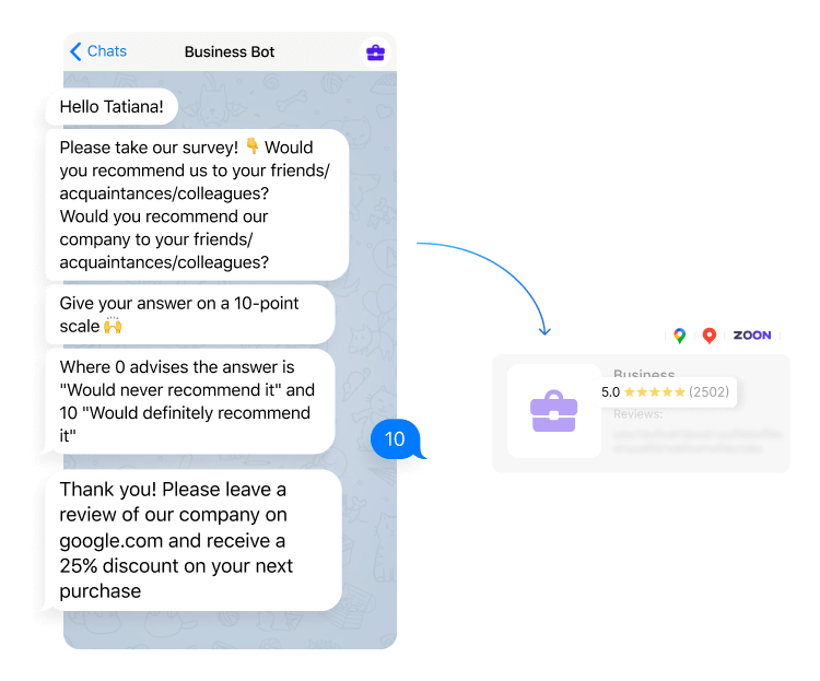 чат бот со сбором обратной связи в мессенджере