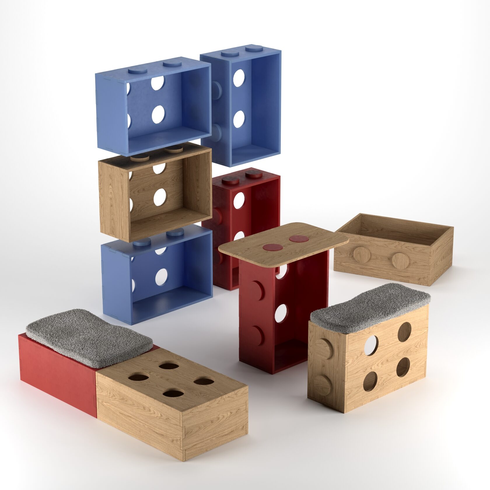 концепция детской мебели в виде лего