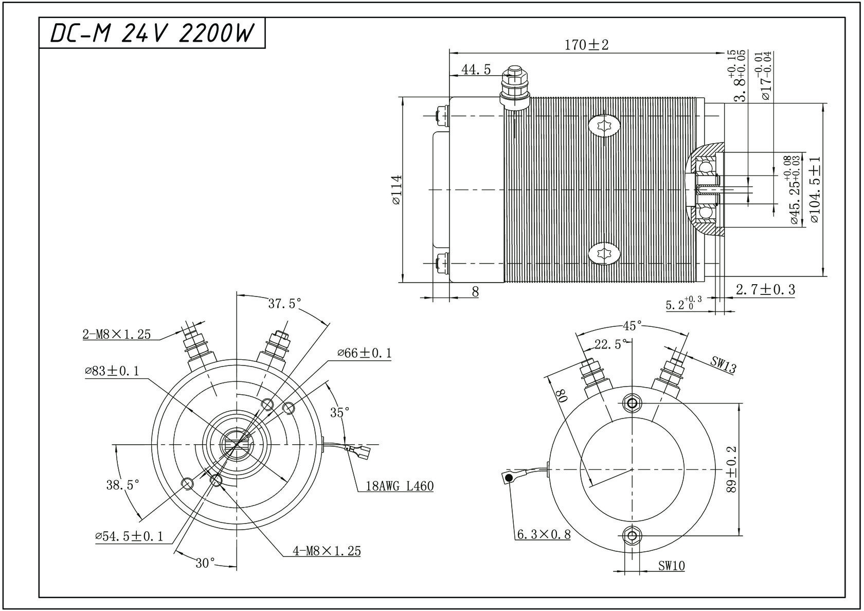 Drawing of the electric motor DC-M