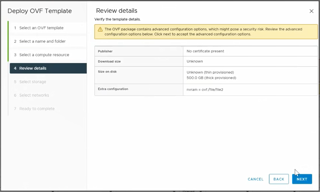 Рисунок 6 — Подробности о создаваемой ВМ