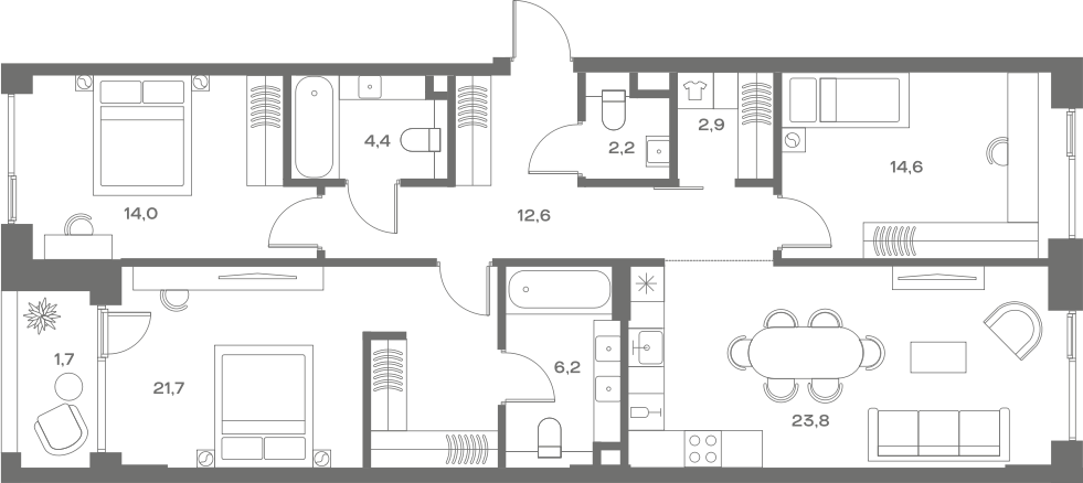 4-комн 104,1 м²