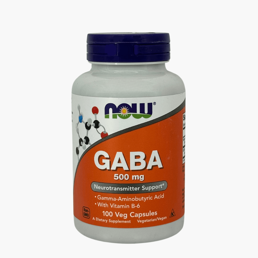 Упаковка Now GABA — гамма-аминомасляная кислота для снятия стресса, улучшения сна и поддержки нервной системы.