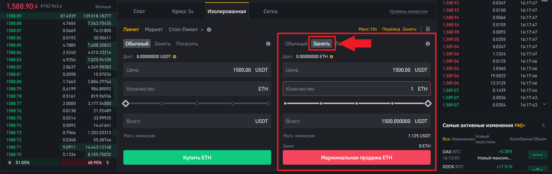 Как торговать в шорт на споте, Binance