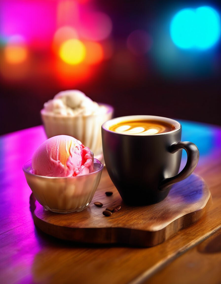 Кофе и крафтовое мороженое в креманке