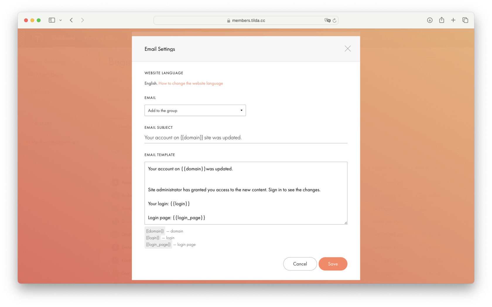 How To Manage Memberships And User Accounts │ Tilda Help Center