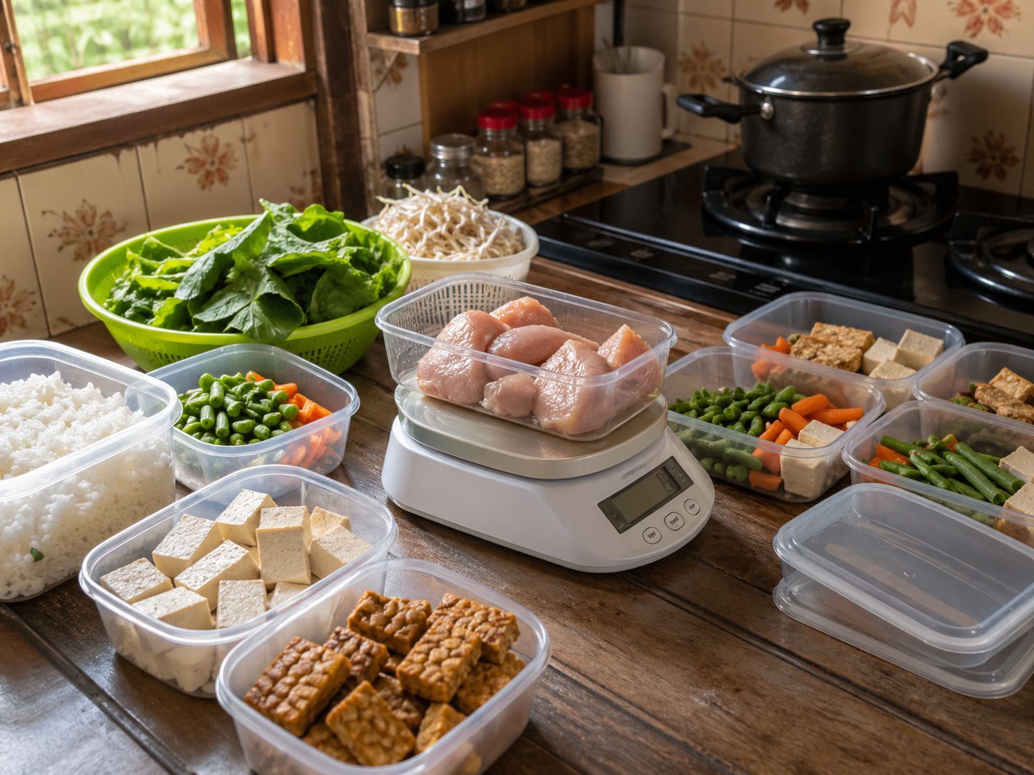 timbangan dapur kecil untuk membagi porsi bahan makanan