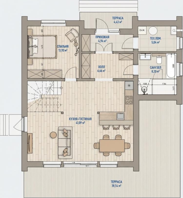 Планировка 1 этаж