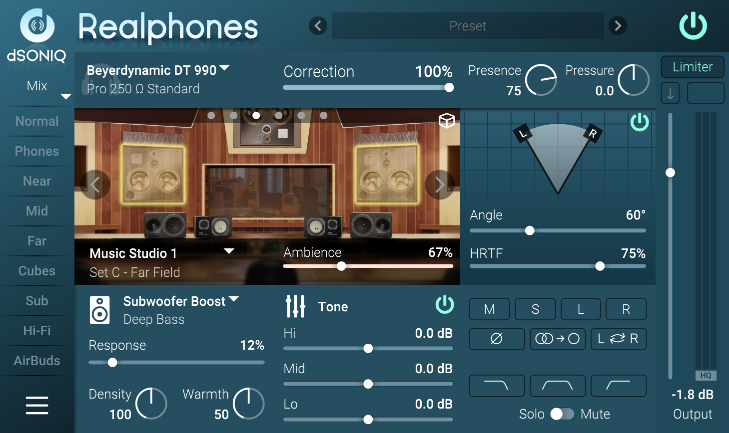 Advanced mode in Realphones