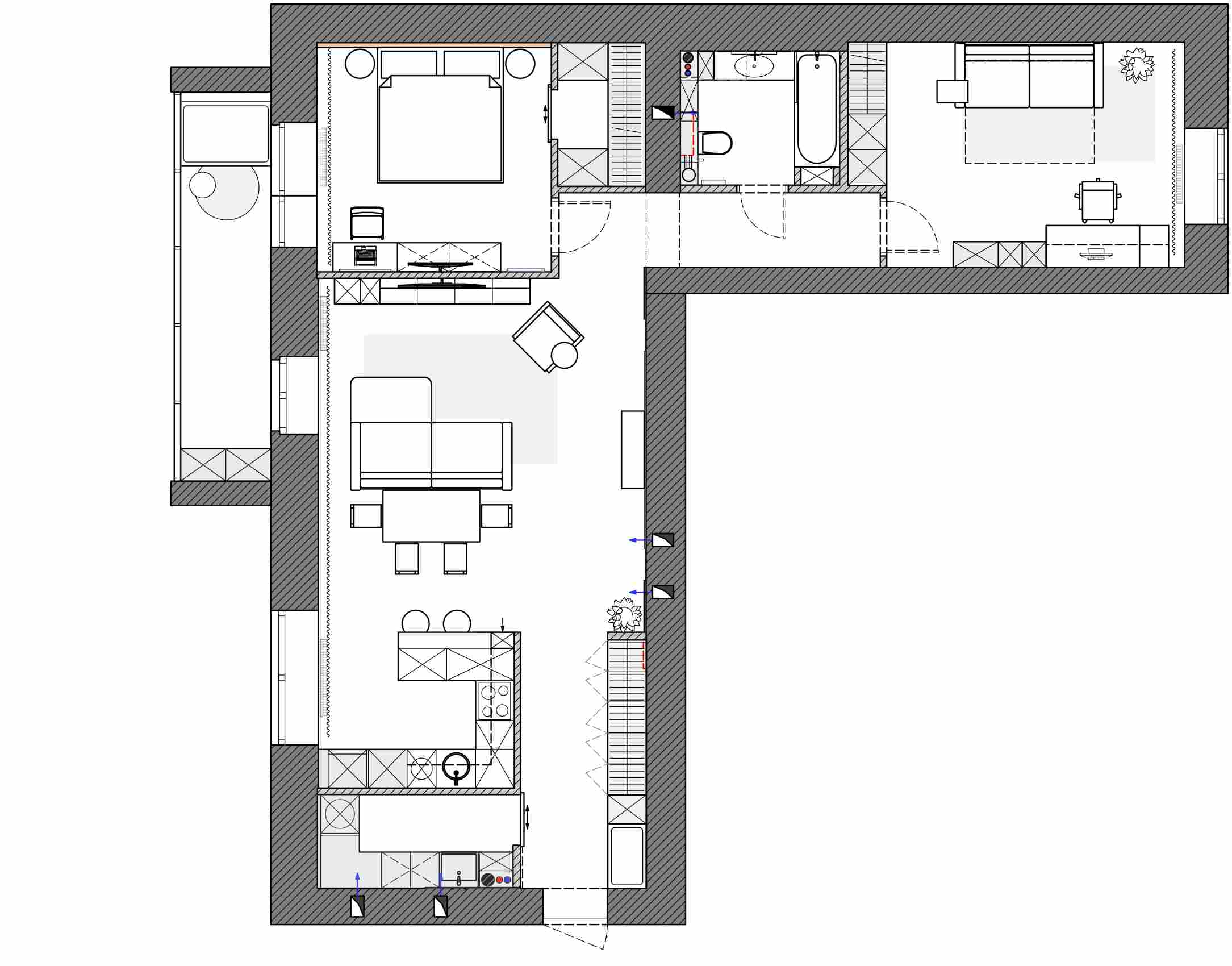 Итоговая планировка квартиры 90 м² в ЖК «Ария»