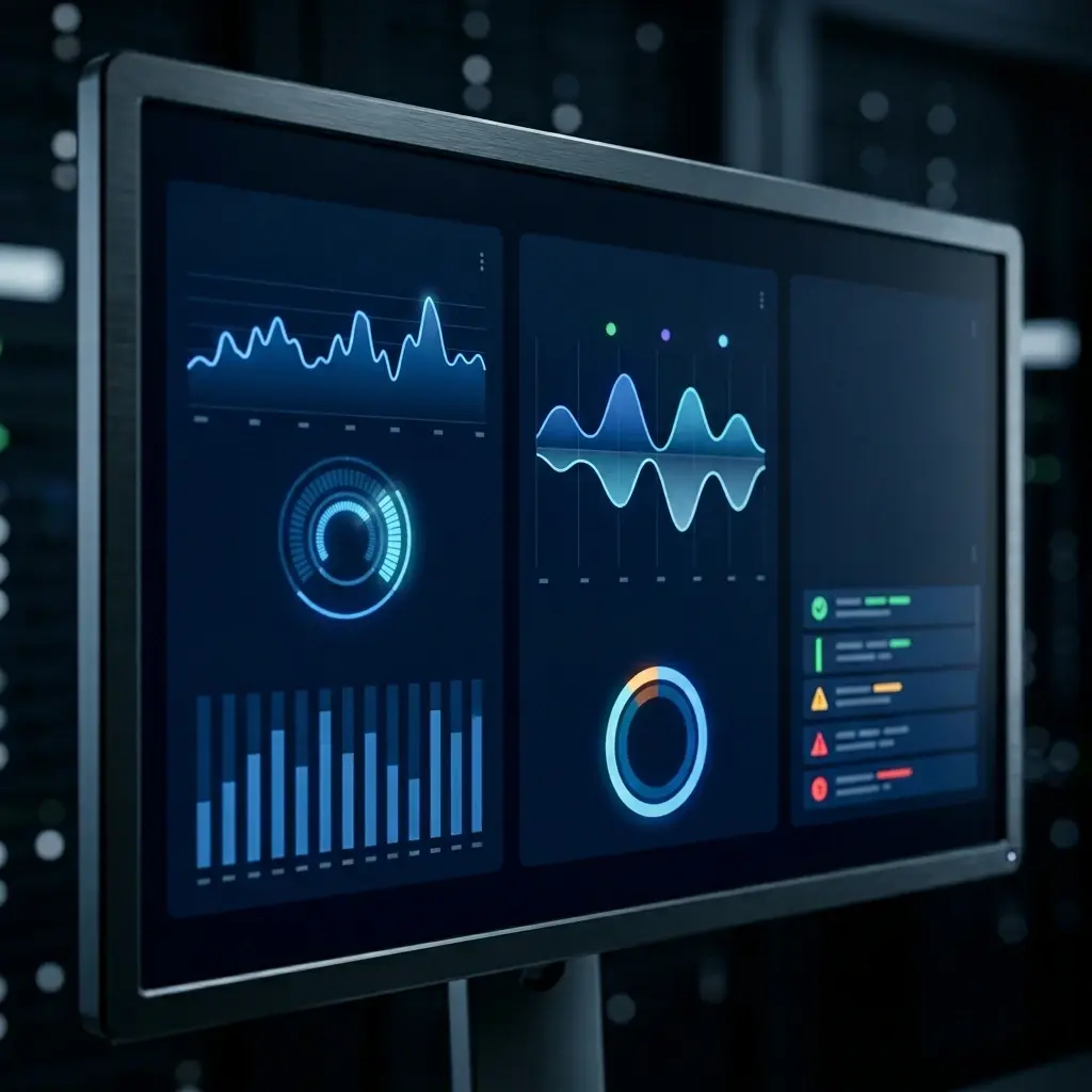 Мониторинг серверов: дашборд с ключевыми показателями производительности и доступности