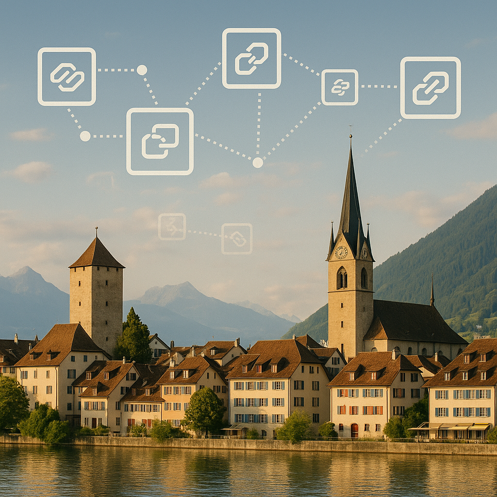 Vue aérienne de Zoug, Suisse, mettant en avant son rôle de Crypto Valley