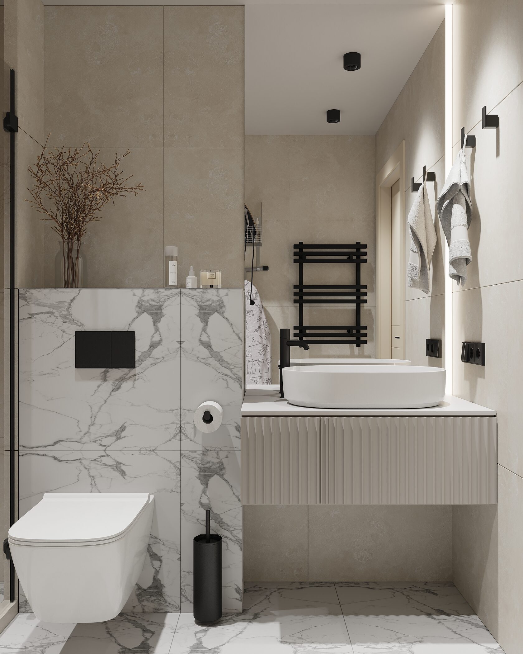 инсталляция в санузле из мрамора 