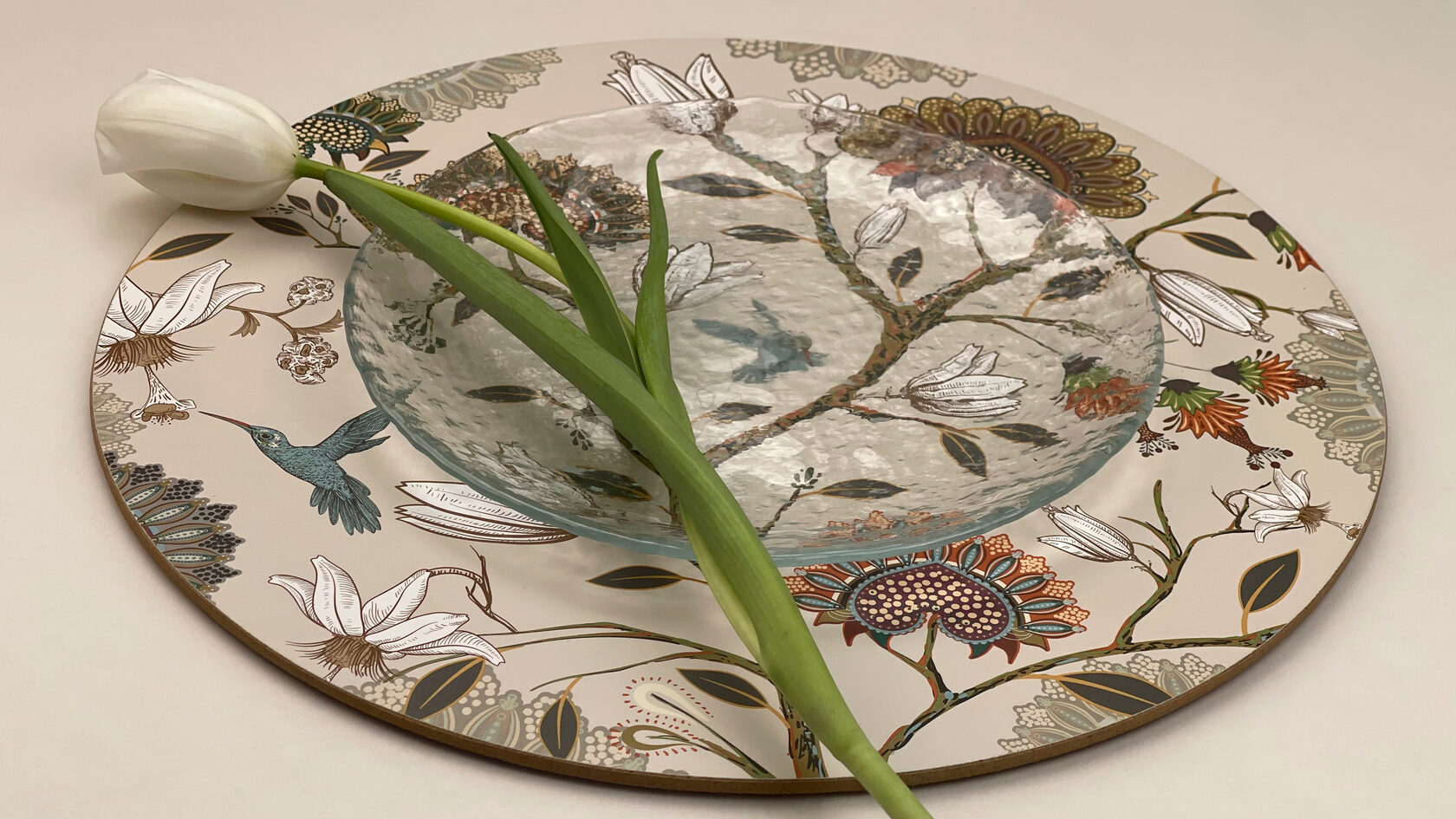 Салфетки сервировочные круглые из пробки "Цветущий сад"