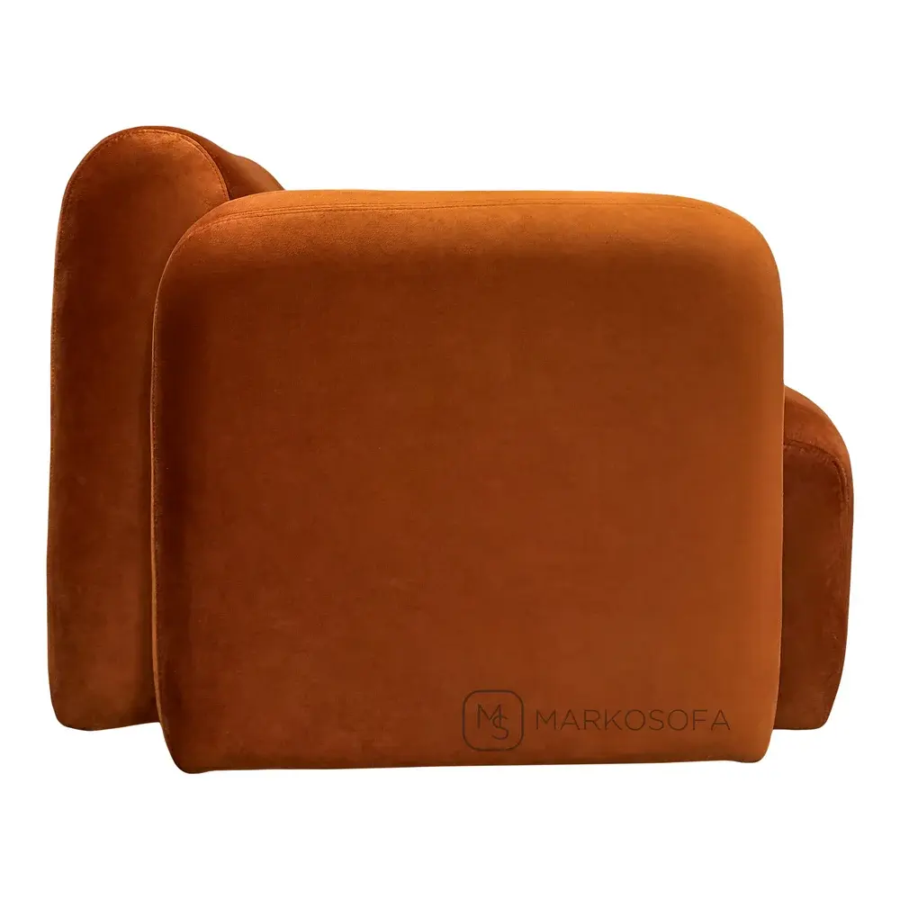 Копия кресла Swell от Normann Copenhagen на заказ от фабрики мебели Марко Софа в обивке из рыжего велюра