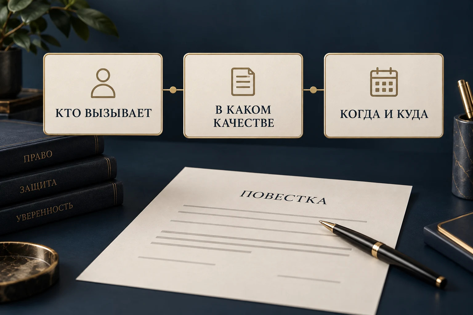 Концептуальная схема проверки вызова: кто вызывает, в каком качестве, когда и куда явиться