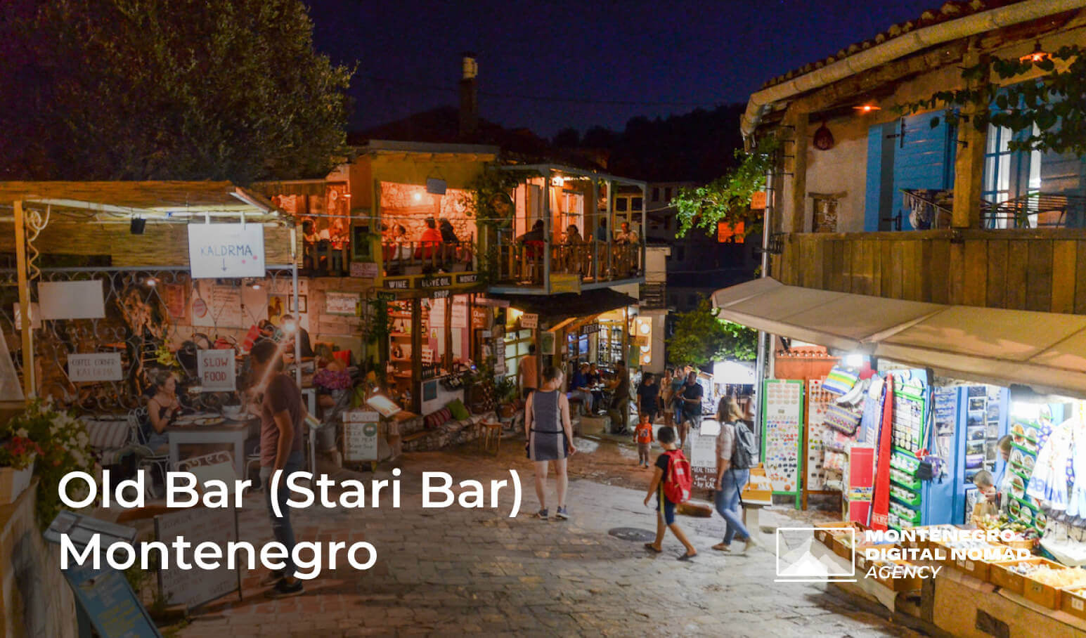 Image of Old Bar (Stari Bar) Montenegro at night