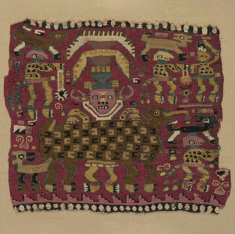 Ткань с изображением божества, помогающего ламе при родах. Ламбаеке, 900-1350 гг. н.э. Коллекция The Israel Museum, Jerusalem.