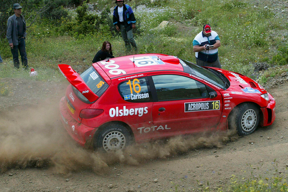 Даниэль Карлссон и Маттиас Андерссон, Peugeot 206 WRC (950 NVB 75), ралли Акрополь 2004