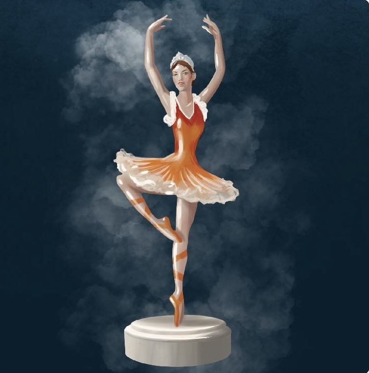 Eine Hinweiskarte mit einer Ballerina