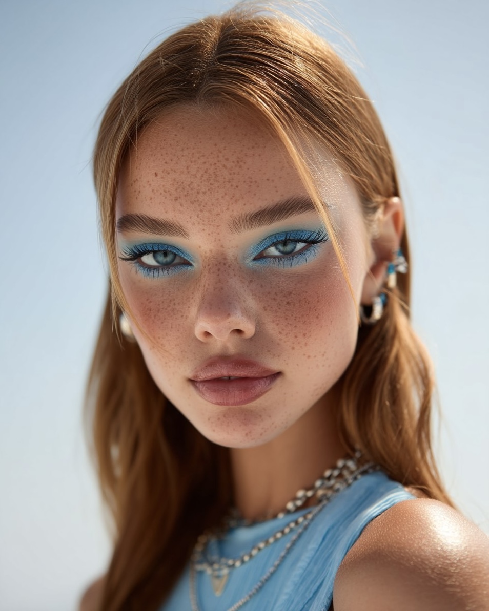 Синий смоки айс для голубых глаз: плавная растушёвка по внешнему уголку